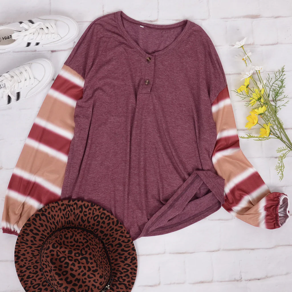 Henley Striped Long Sleeve Top - Image 4