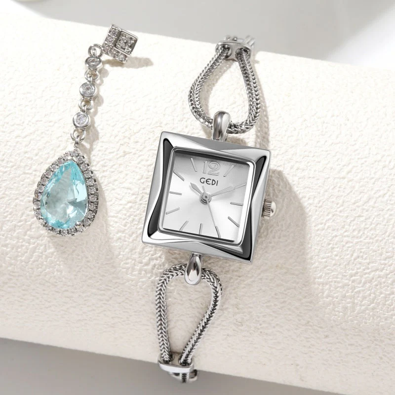 High-grade Simple Small Square Plate Alloy Bracelet Watch Antique Style - Image 2