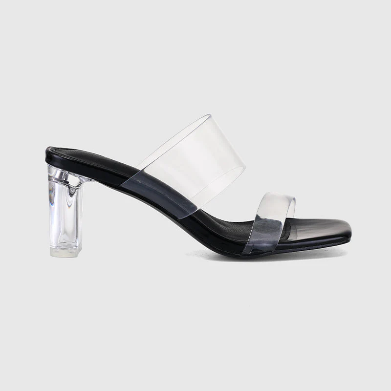 Thick Heel Square Hollow Sandals - Image 2