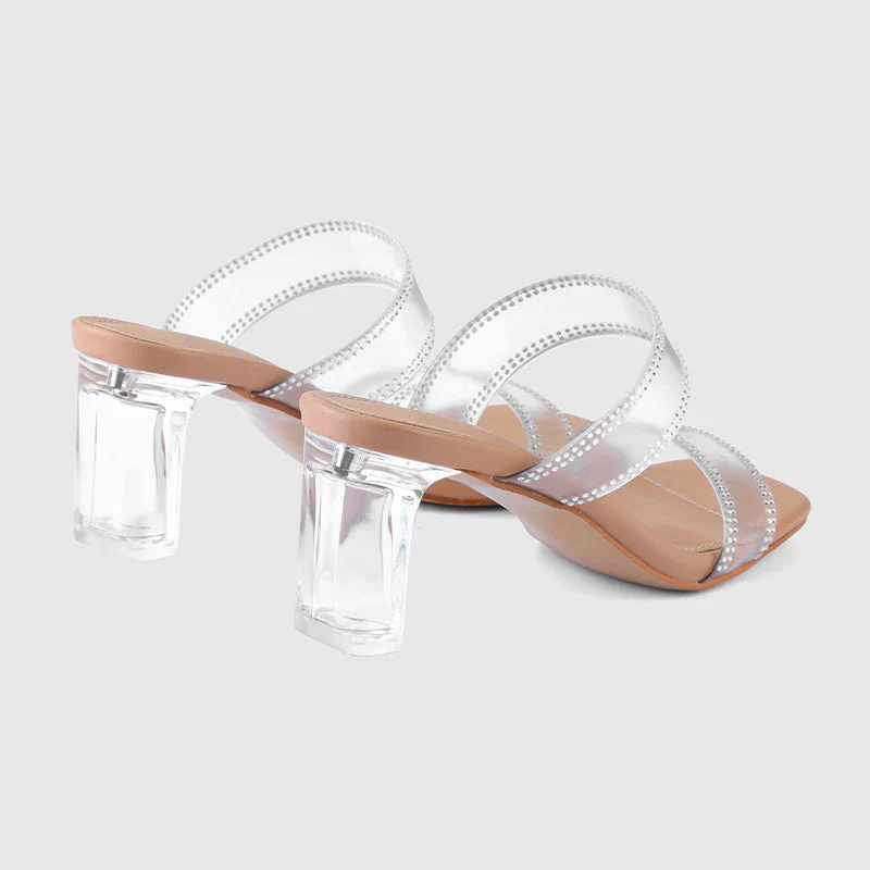 Thick Heel Square Hollow Sandals - Image 44