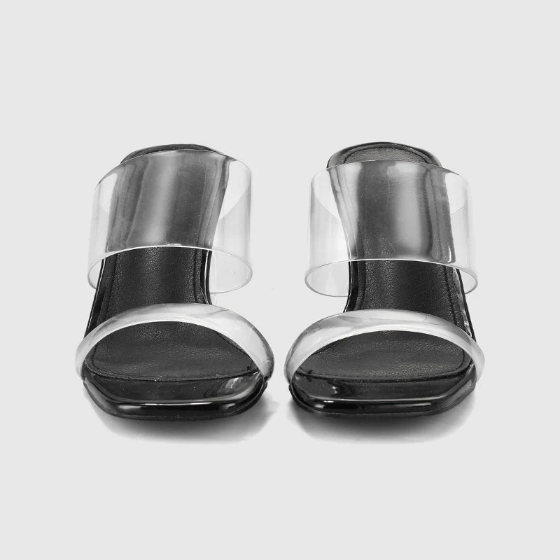 Thick Heel Square Hollow Sandals - Image 6
