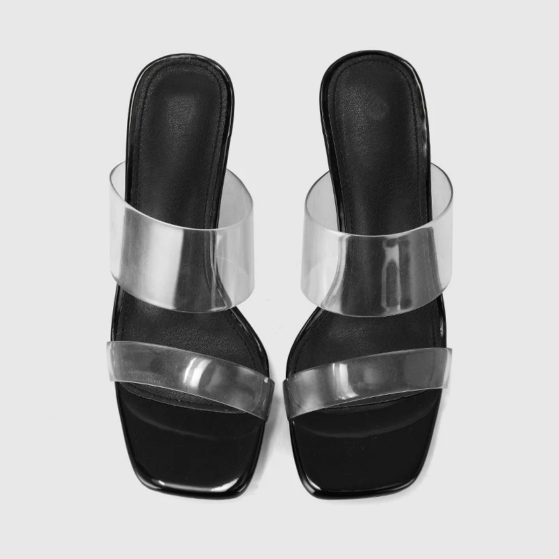 Thick Heel Square Hollow Sandals - Image 7