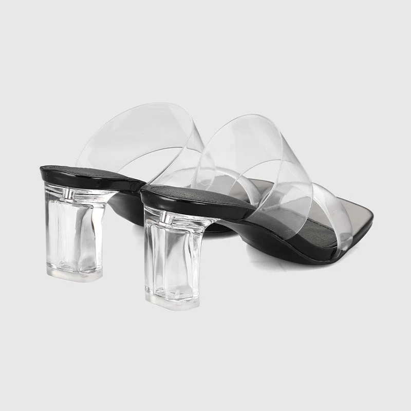 Thick Heel Square Hollow Sandals - Image 8