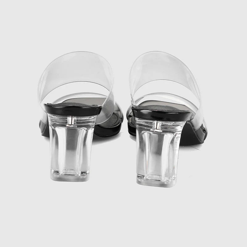 Thick Heel Square Hollow Sandals - Image 9