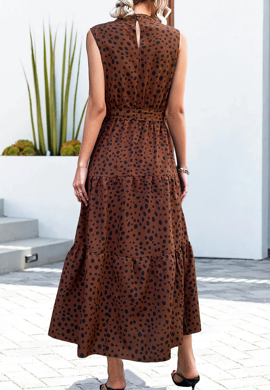 High Neck Cheetah Print Dress - Image 12