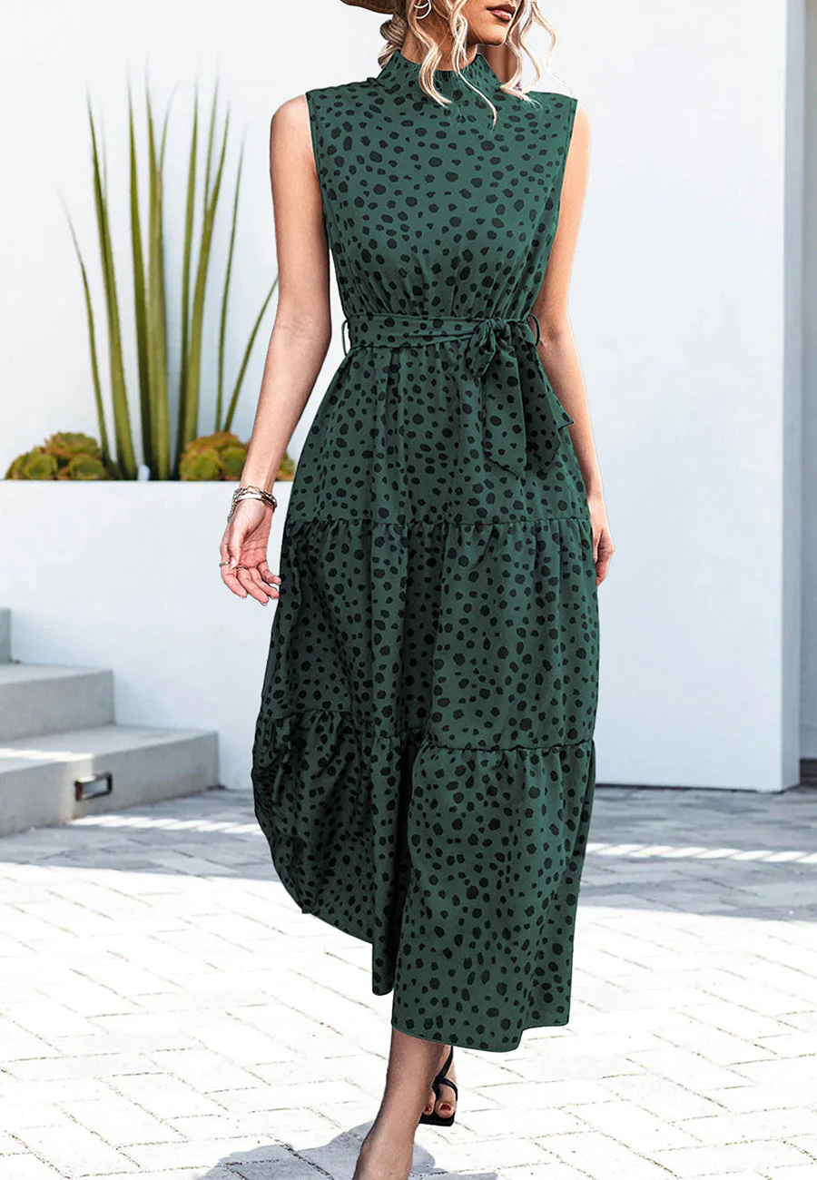 High Neck Cheetah Print Dress - Image 14