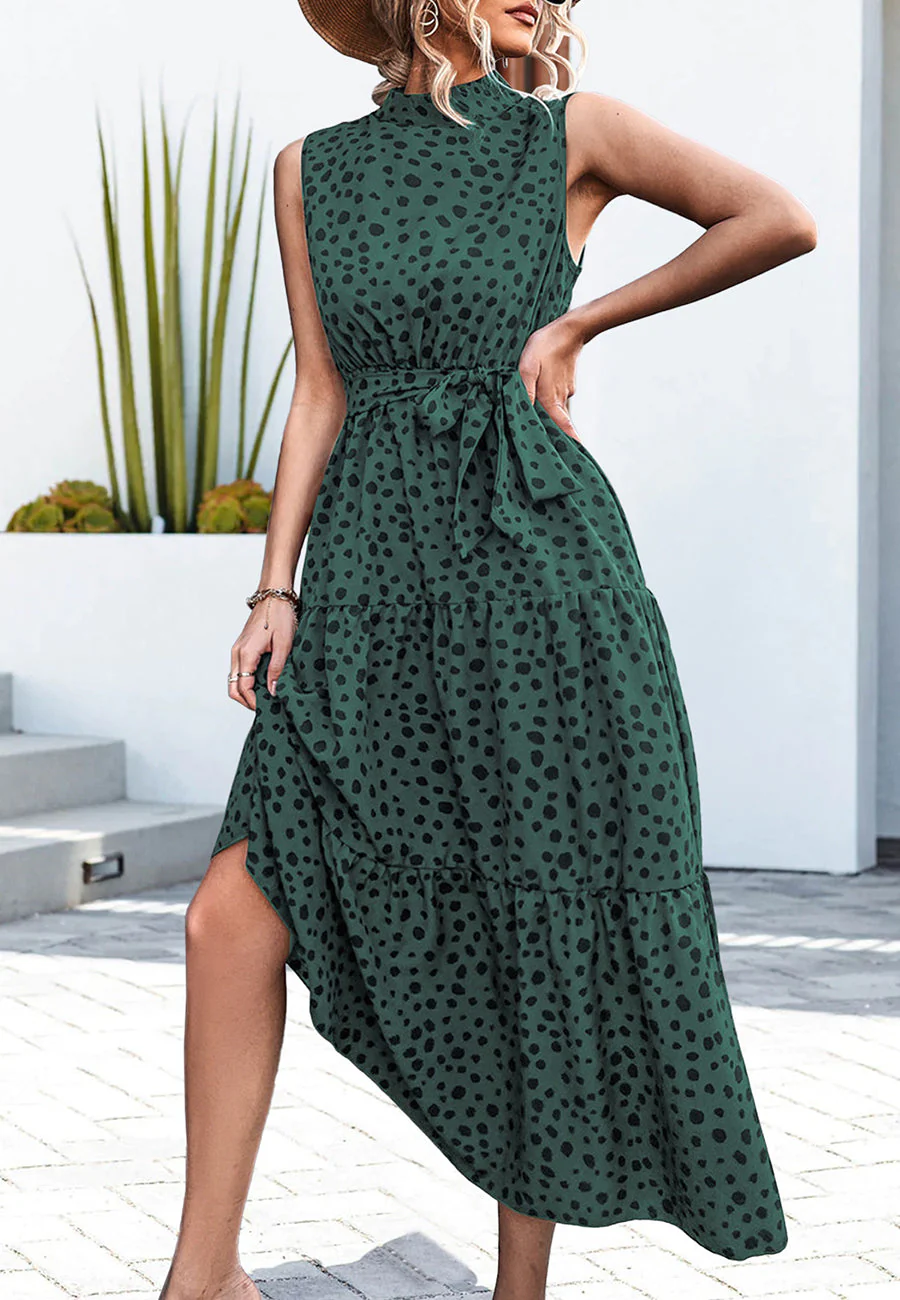 High Neck Cheetah Print Dress - Image 16