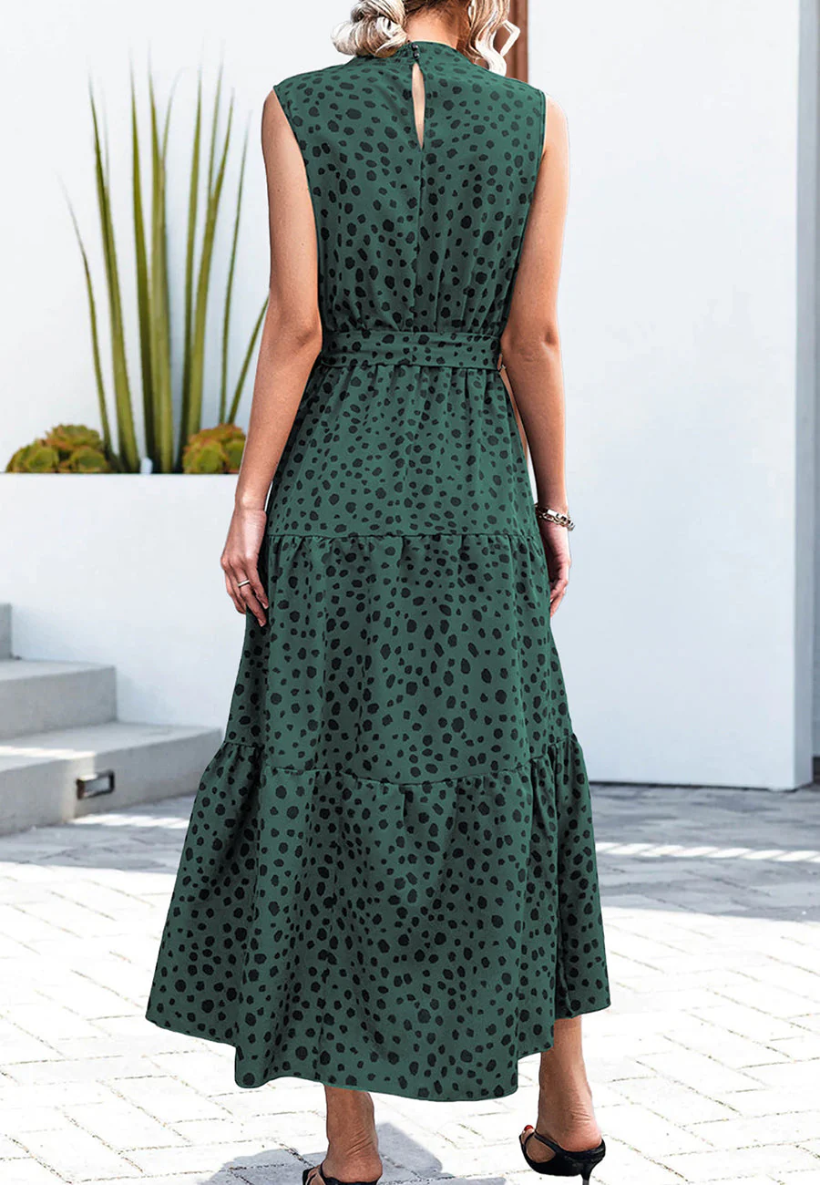 High Neck Cheetah Print Dress - Image 17