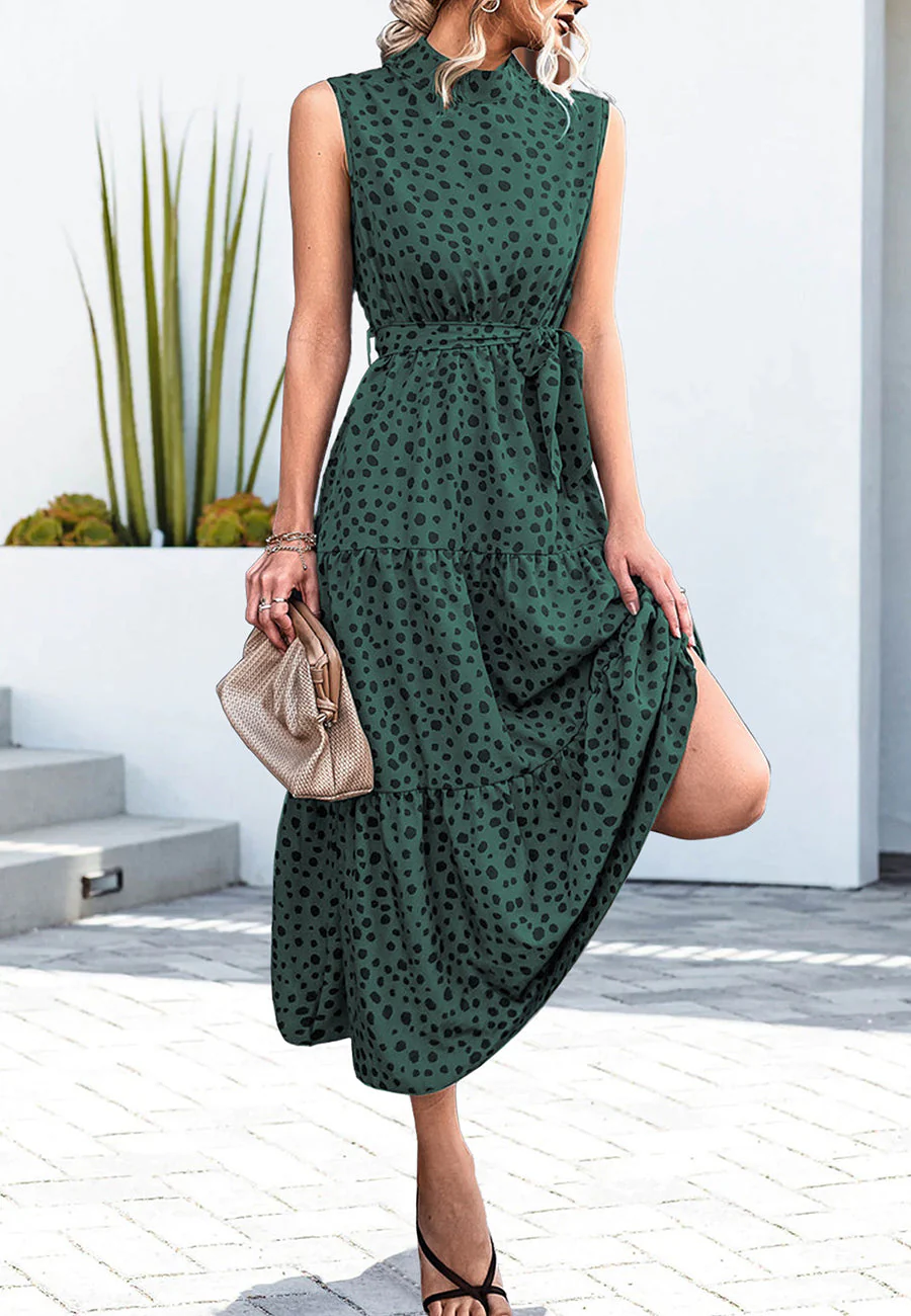 High Neck Cheetah Print Dress - Image 18