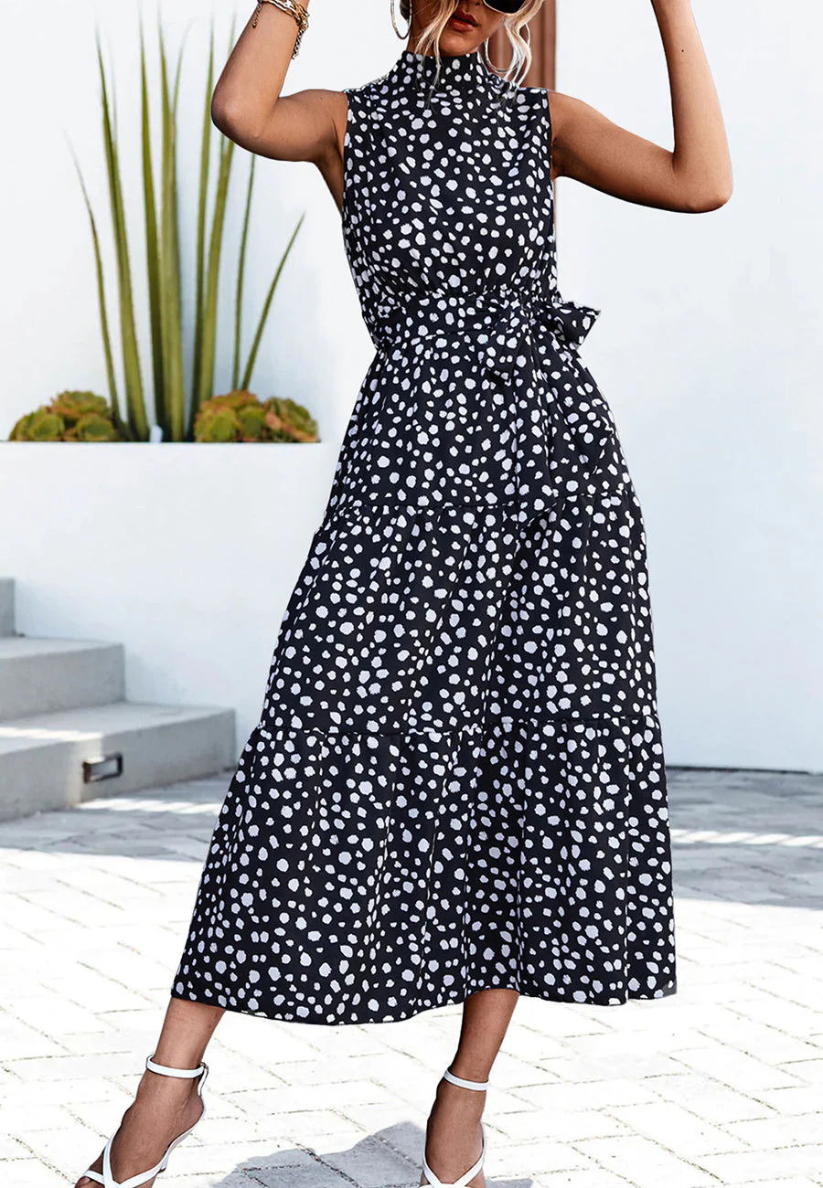 High Neck Cheetah Print Dress - Image 2
