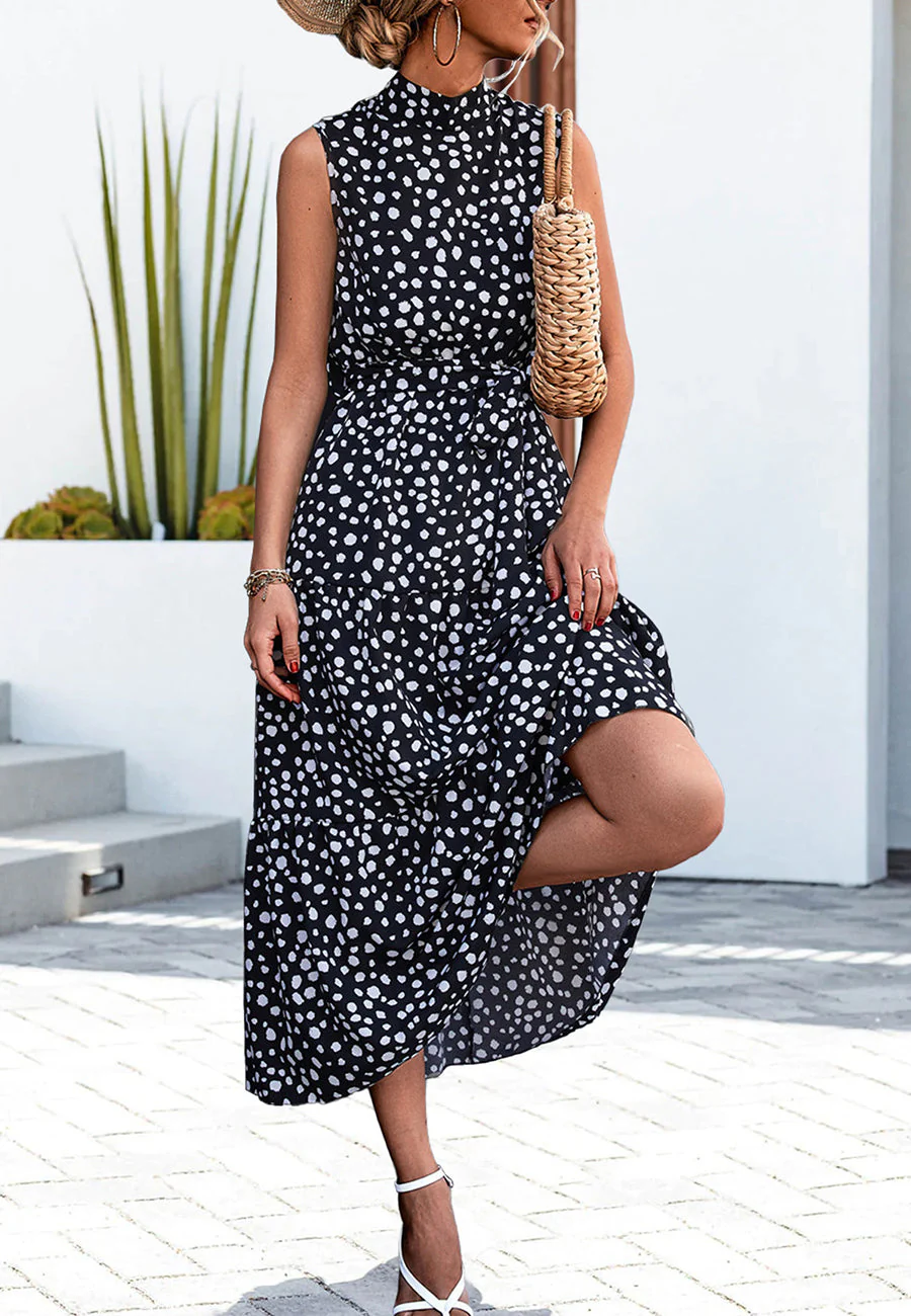 High Neck Cheetah Print Dress - Image 5