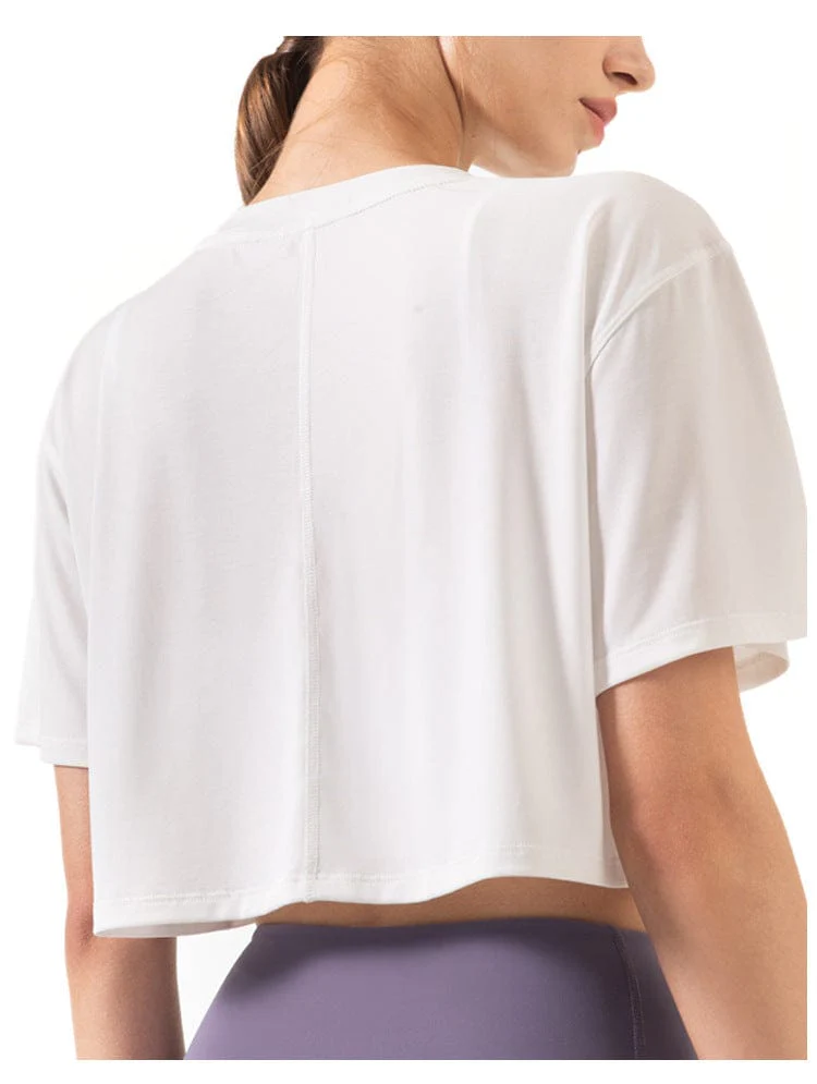 High Neck Cropped Boxy Fitness Tee - Image 11