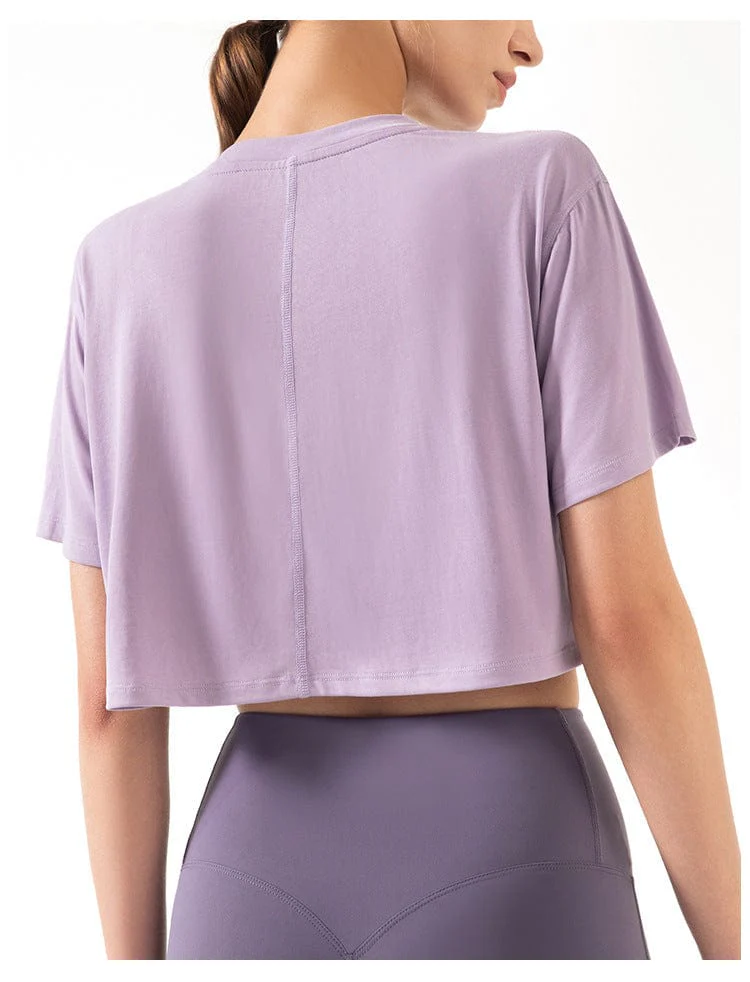 High Neck Cropped Boxy Fitness Tee - Image 2