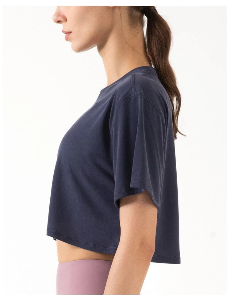 High Neck Cropped Boxy Fitness Tee - Image 5