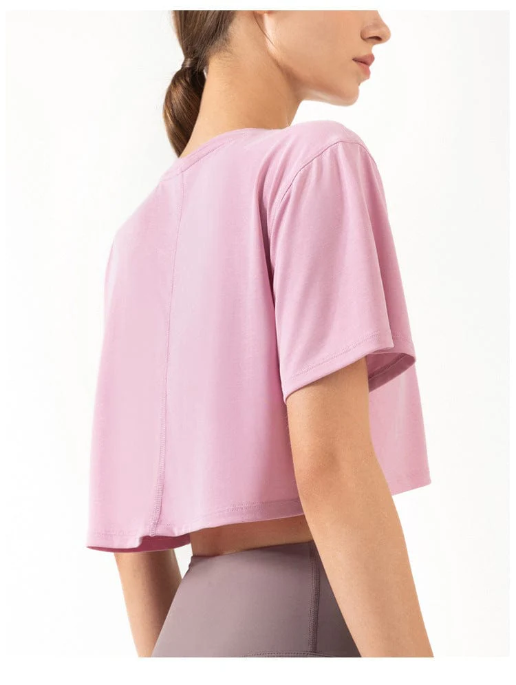 High Neck Cropped Boxy Fitness Tee - Image 8