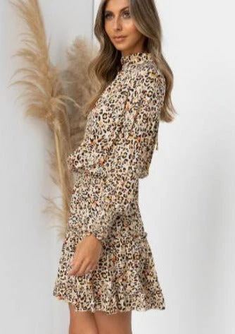High Neck Leopard Print Dress - Image 2