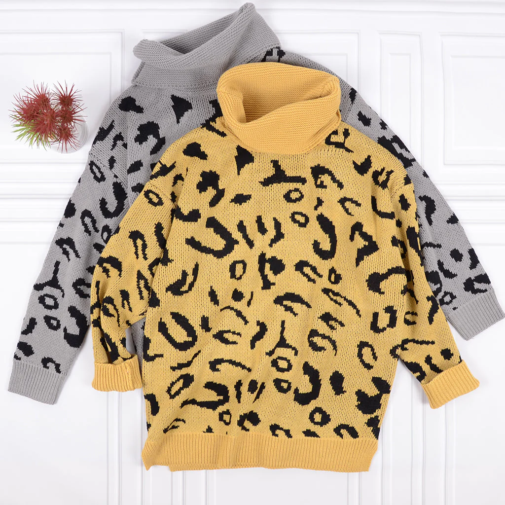 High Neck Leopard Print Sweater - Image 4