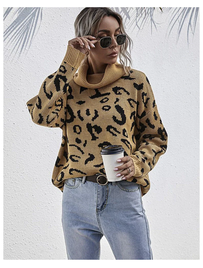 High Neck Leopard Print Sweater - Image 6