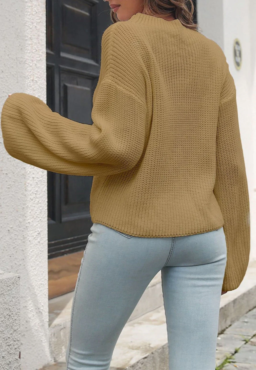 High Neck Oversized Knit Sweater - Image 8