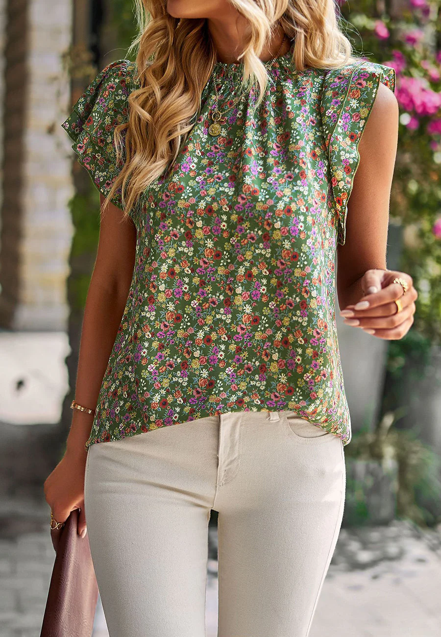 High Neck Tiered Sleeve Blouse - Image 3