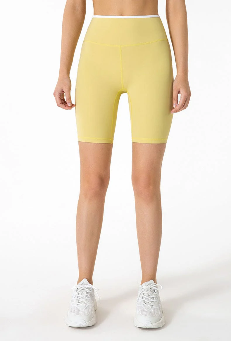 High Rise Contrast Fitness Bike Shorts - Image 4