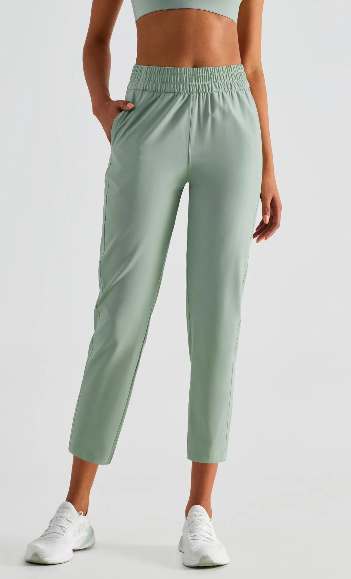 High Rise Cropped Capri Slim Fit Joggers - Image 5