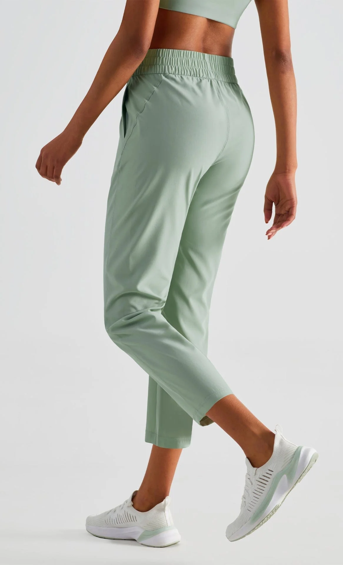 High Rise Cropped Capri Slim Fit Joggers - Image 6