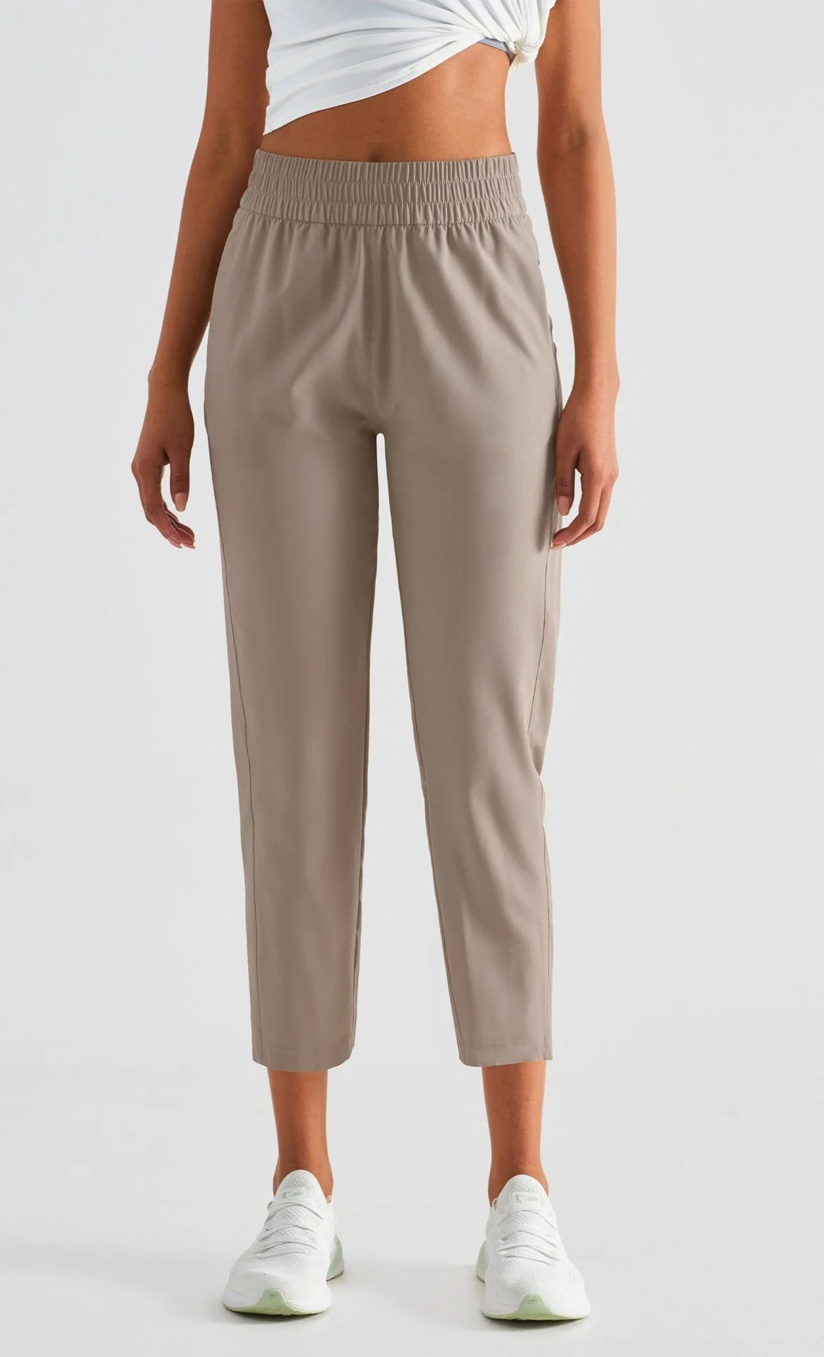High Rise Cropped Capri Slim Fit Joggers - Image 8