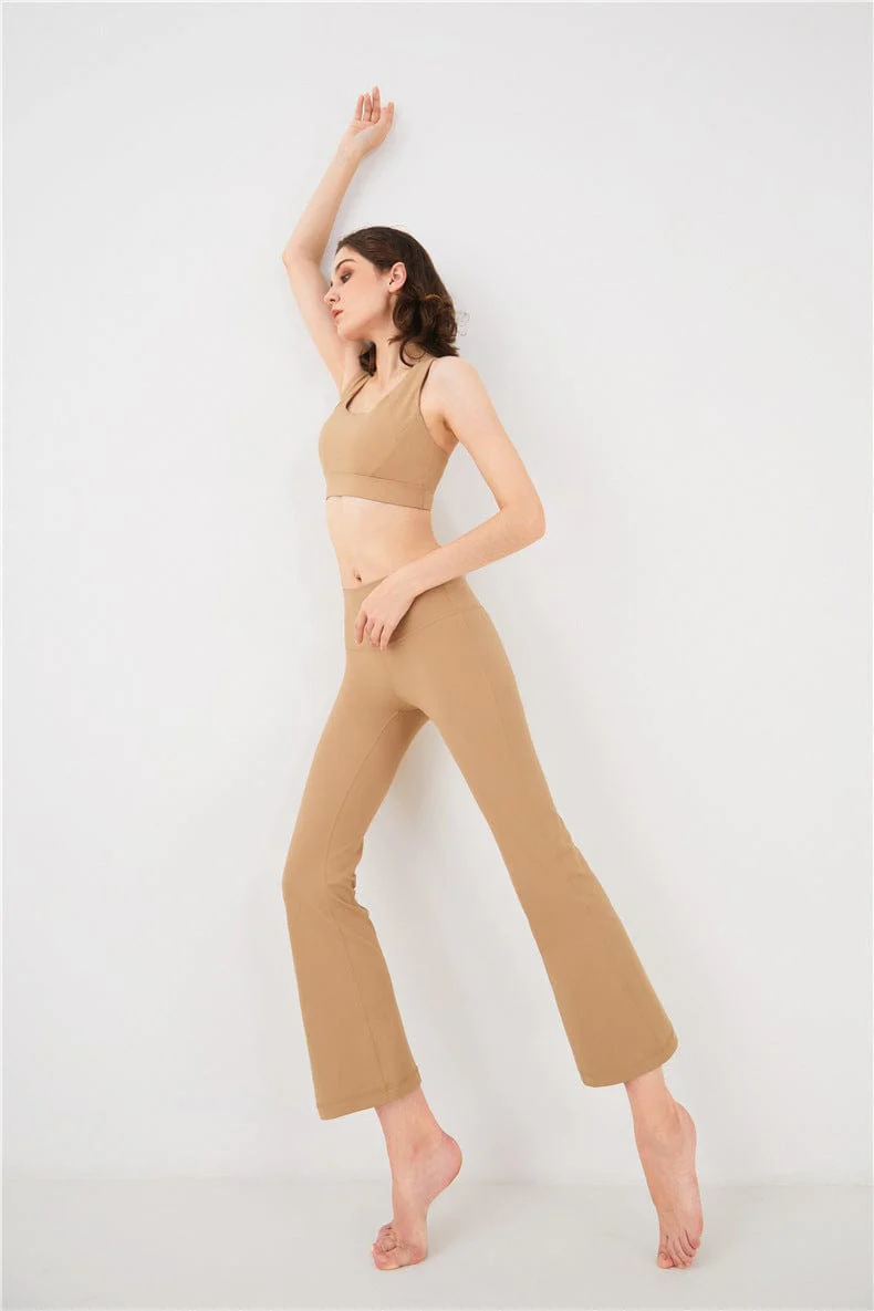High Rise Cropped Flared Yoga Pants - Image 3