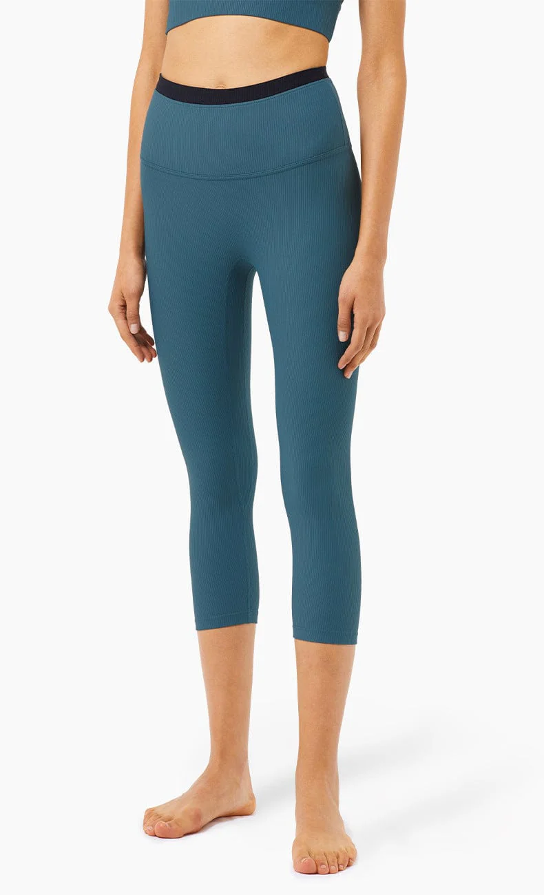 High Rise Cropped Leggings w/ Seamings - Image 14