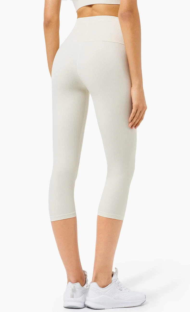 High Rise Cropped Leggings w/ Seamings - Image 2