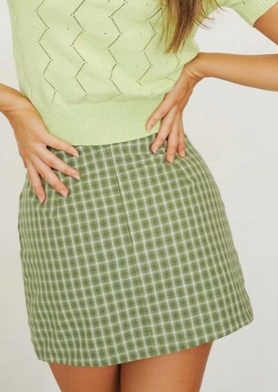High Rise Plaid Slit Mini Skirt - Image 2