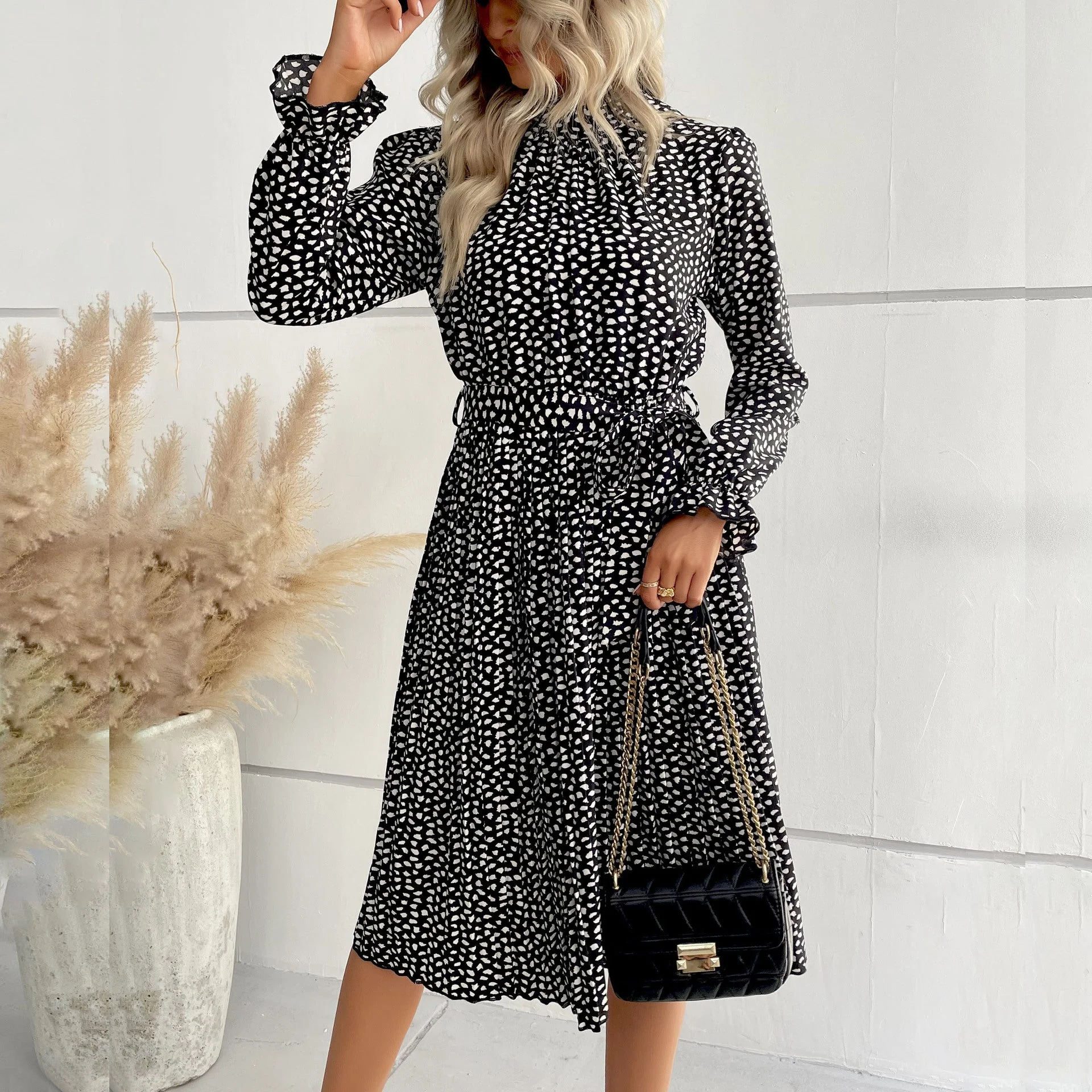 High Ruffle Neck Cheetah Dress - Image 3