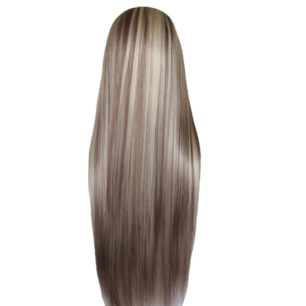 High-temperature Fiber Long Straight Hair Front Lace Female Gradient Color - Image 5