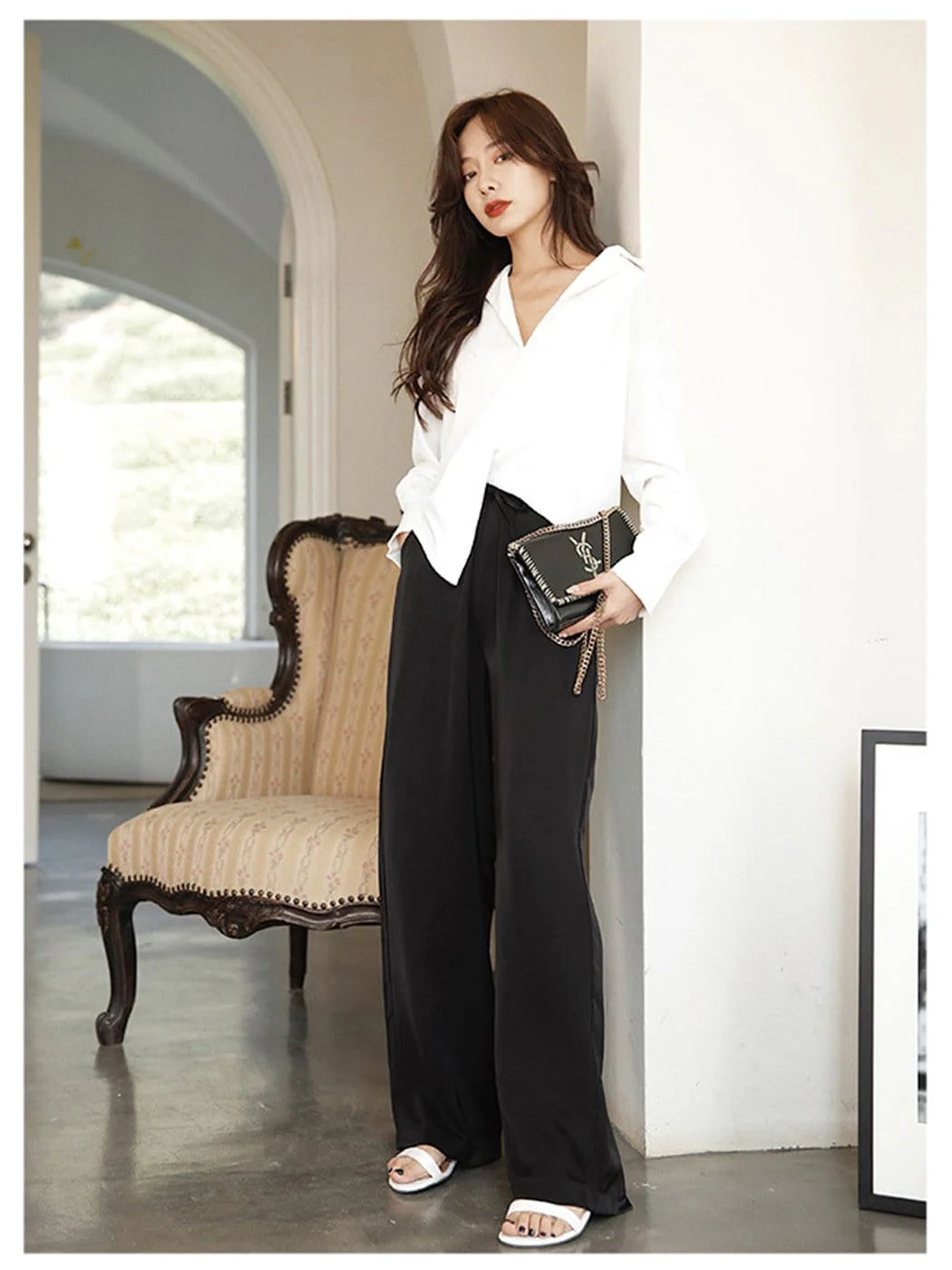 High Waist Casual Wide Leg Drape Pants - Image 4