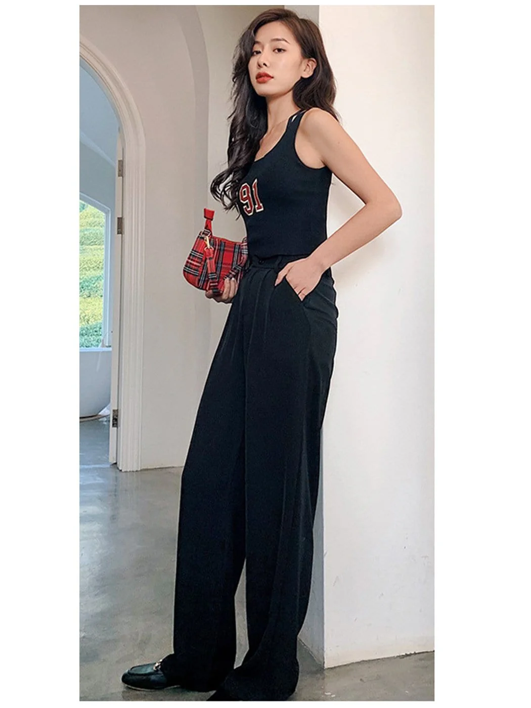 High Waist Casual Wide Leg Drape Pants - Image 5