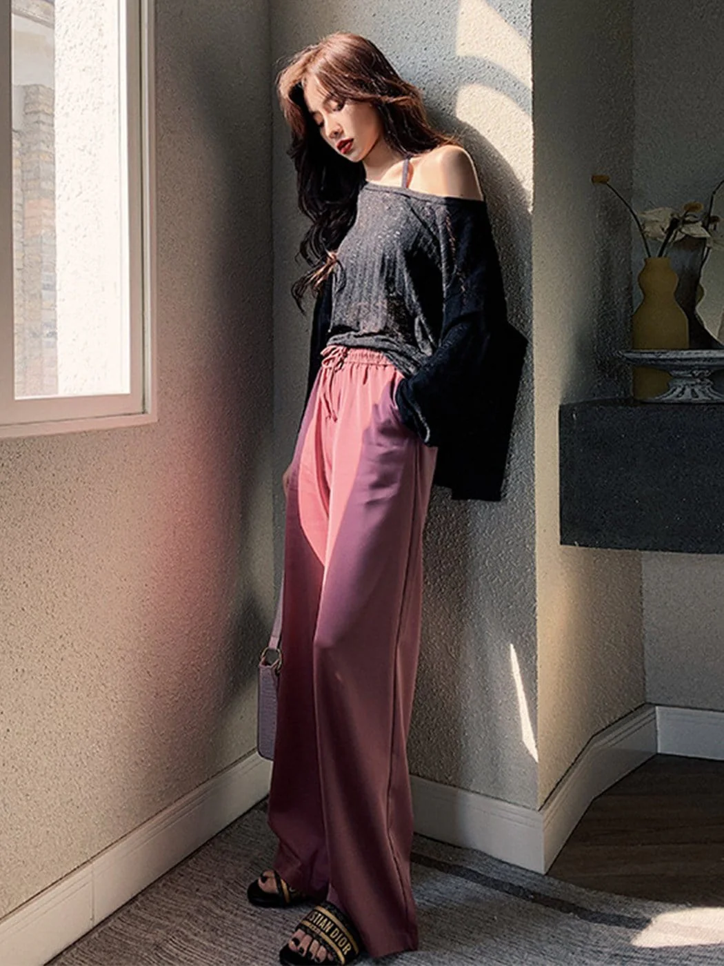 High Waist Casual Wide Leg Drape Pants - Image 8