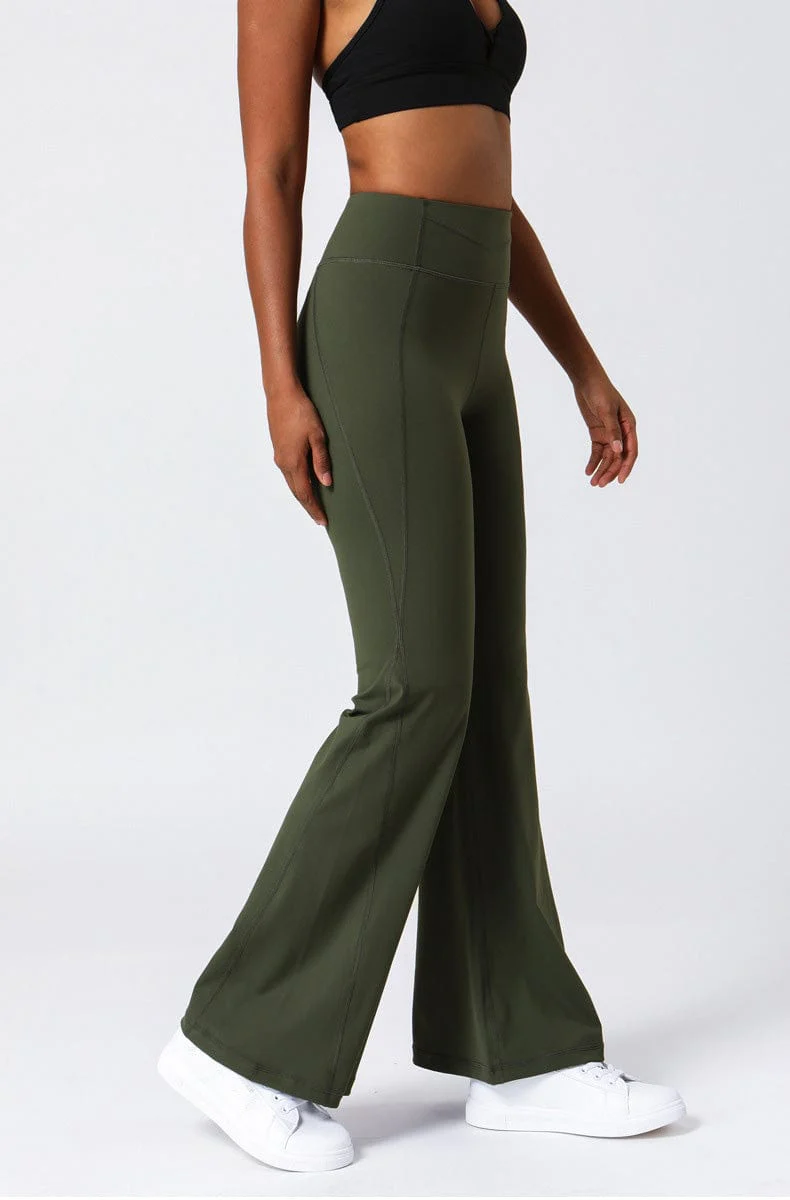 High Waist Flare Pants with Stitching - Image 11