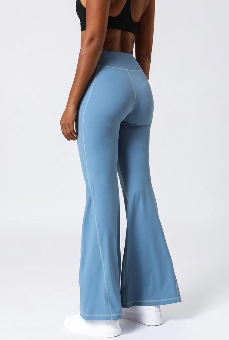 High Waist Flare Pants with Stitching - Image 13