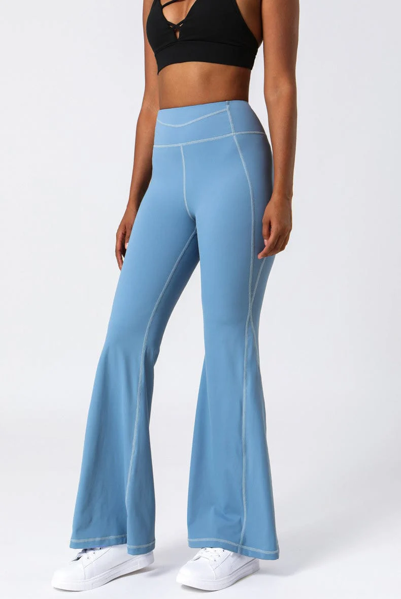 High Waist Flare Pants with Stitching - Image 14