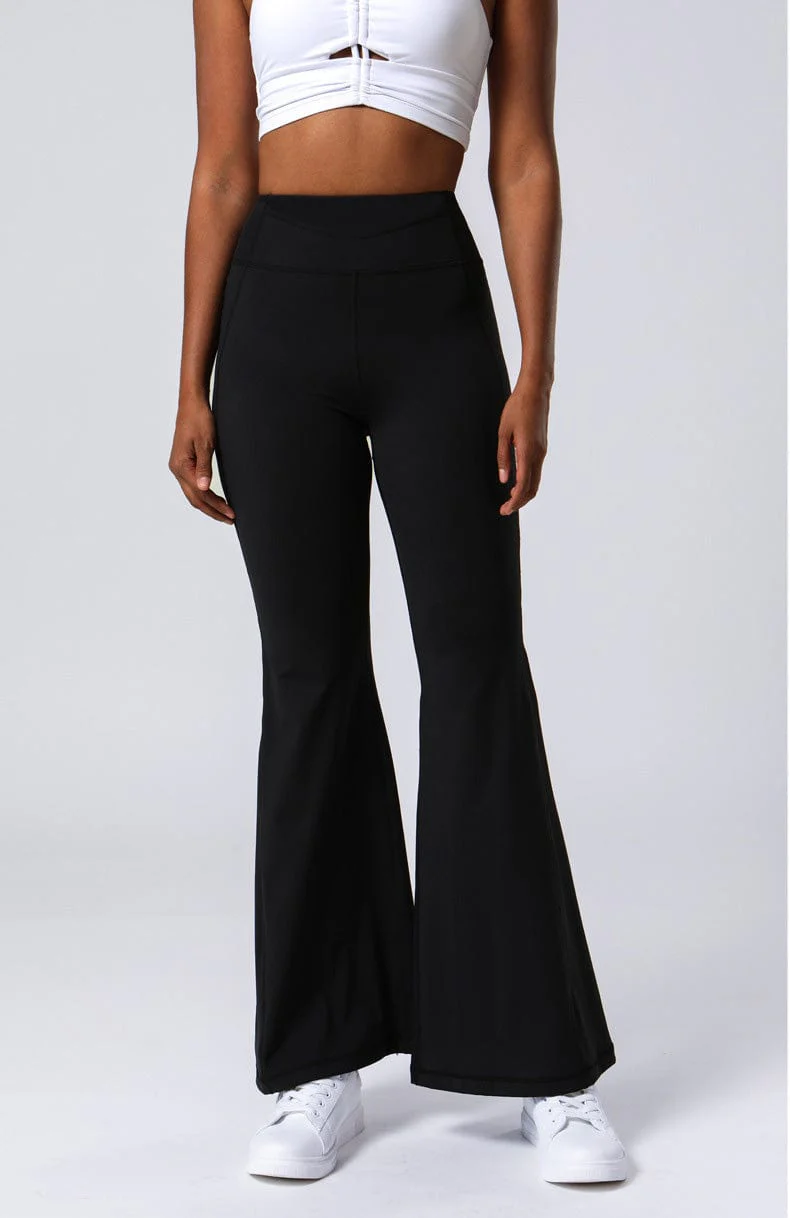 High Waist Flare Pants with Stitching - Image 3