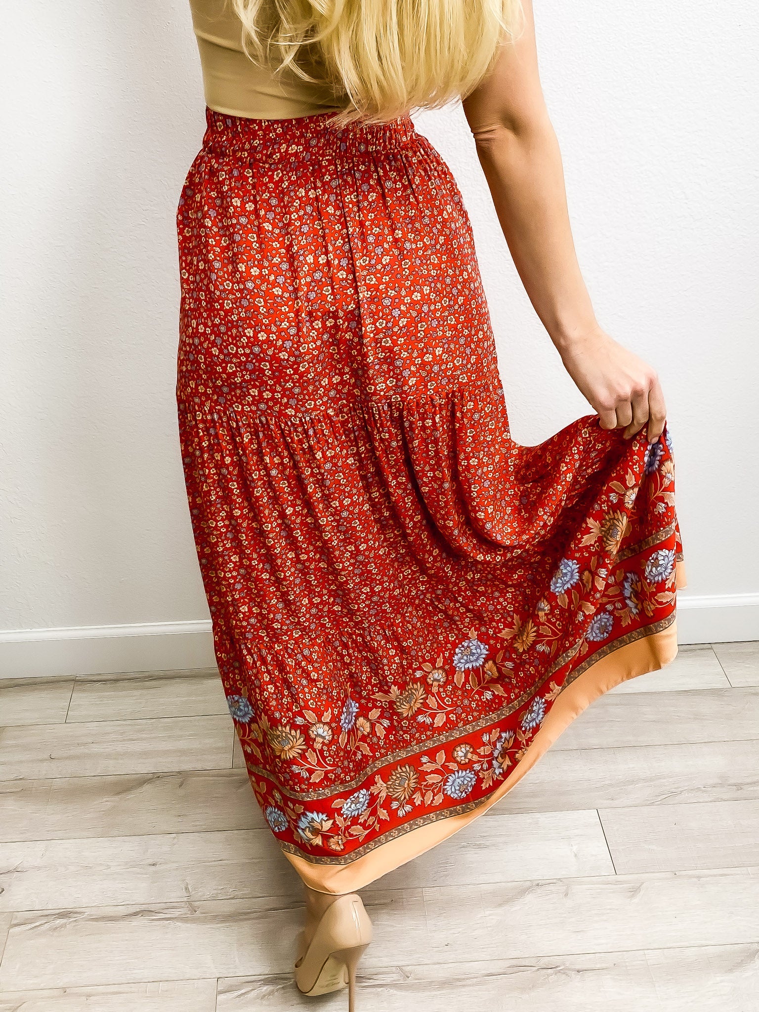 High Waist Floral Bohemian Skirt - Image 2