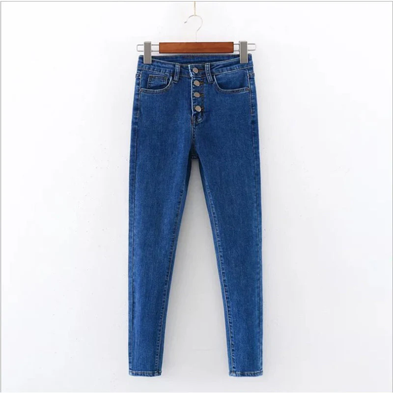 High Waist Four Buttons Jeans - Image 4