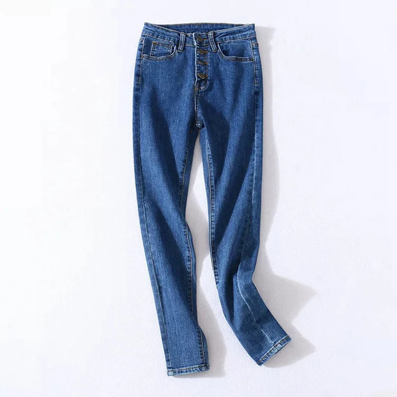 High Waist Four Buttons Jeans - Image 6