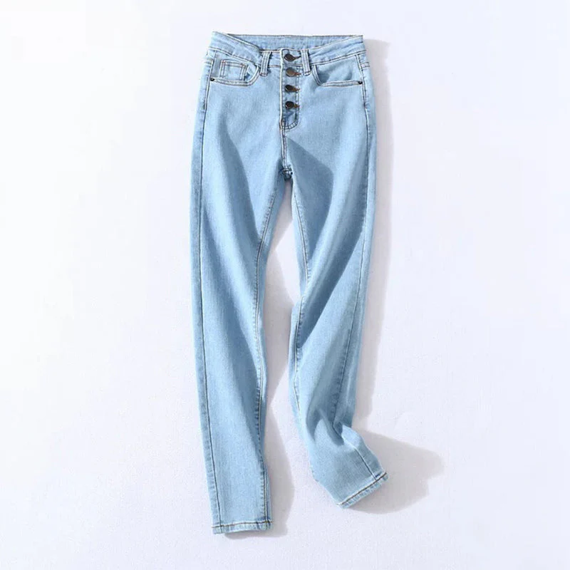 High Waist Four Buttons Jeans - Image 8