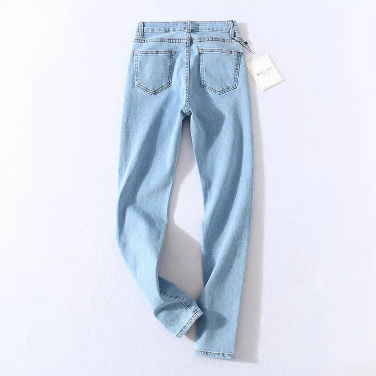 High Waist Four Buttons Jeans - Image 9