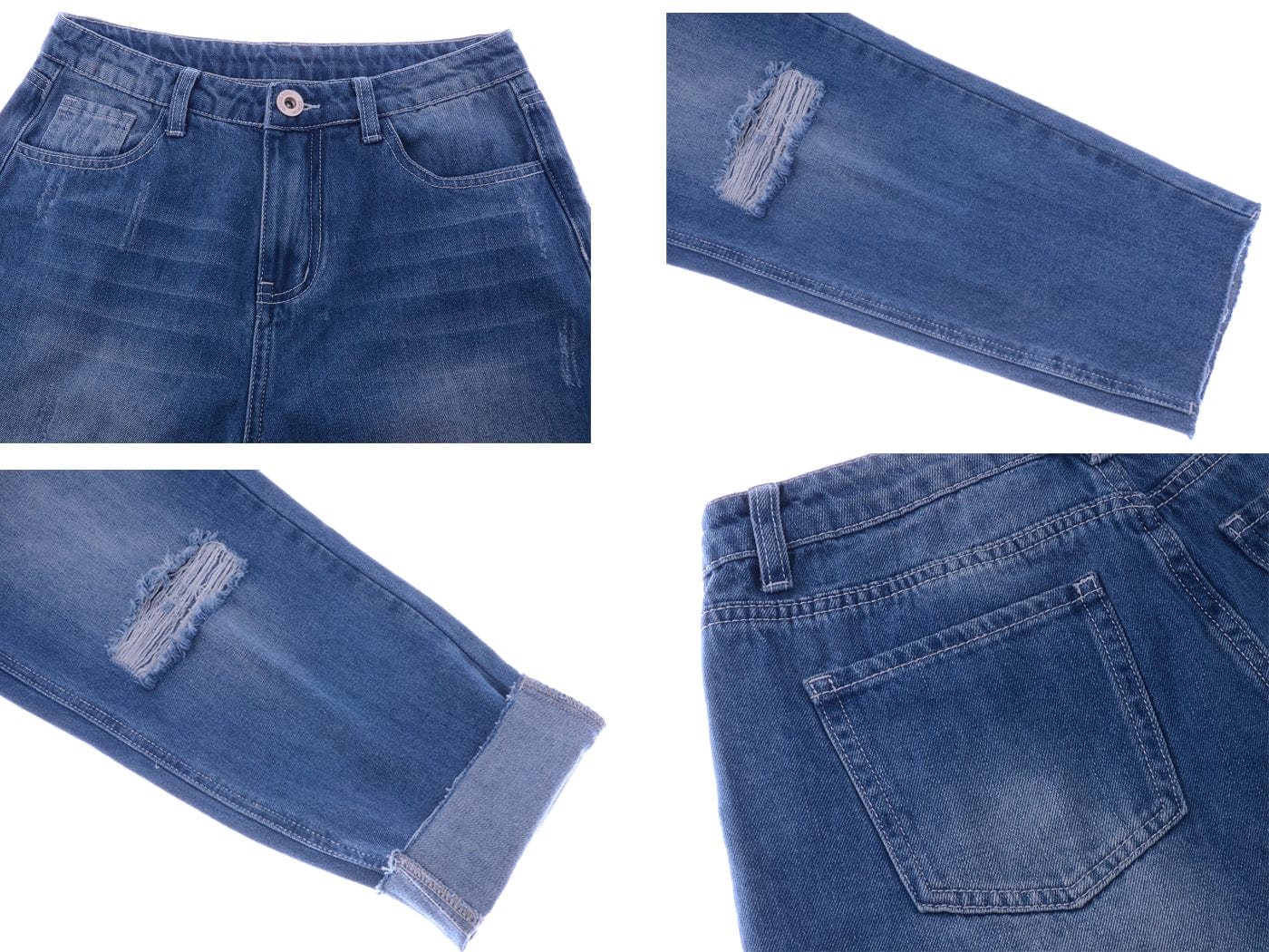 High Waist Ripped Boyfriend Jeans - Image 19