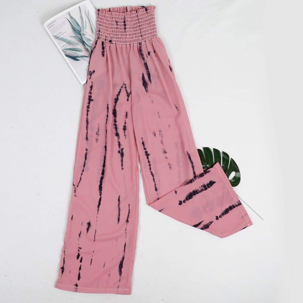 High-Waist Tie Dye Printed Wide-Leg Pants - Image 3