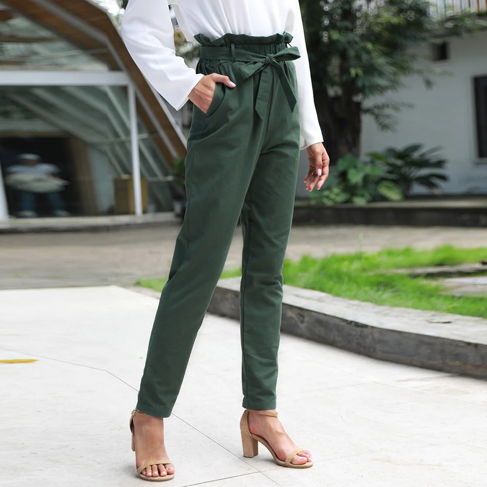 High Waist Tied Belt Lux Pants - Image 2