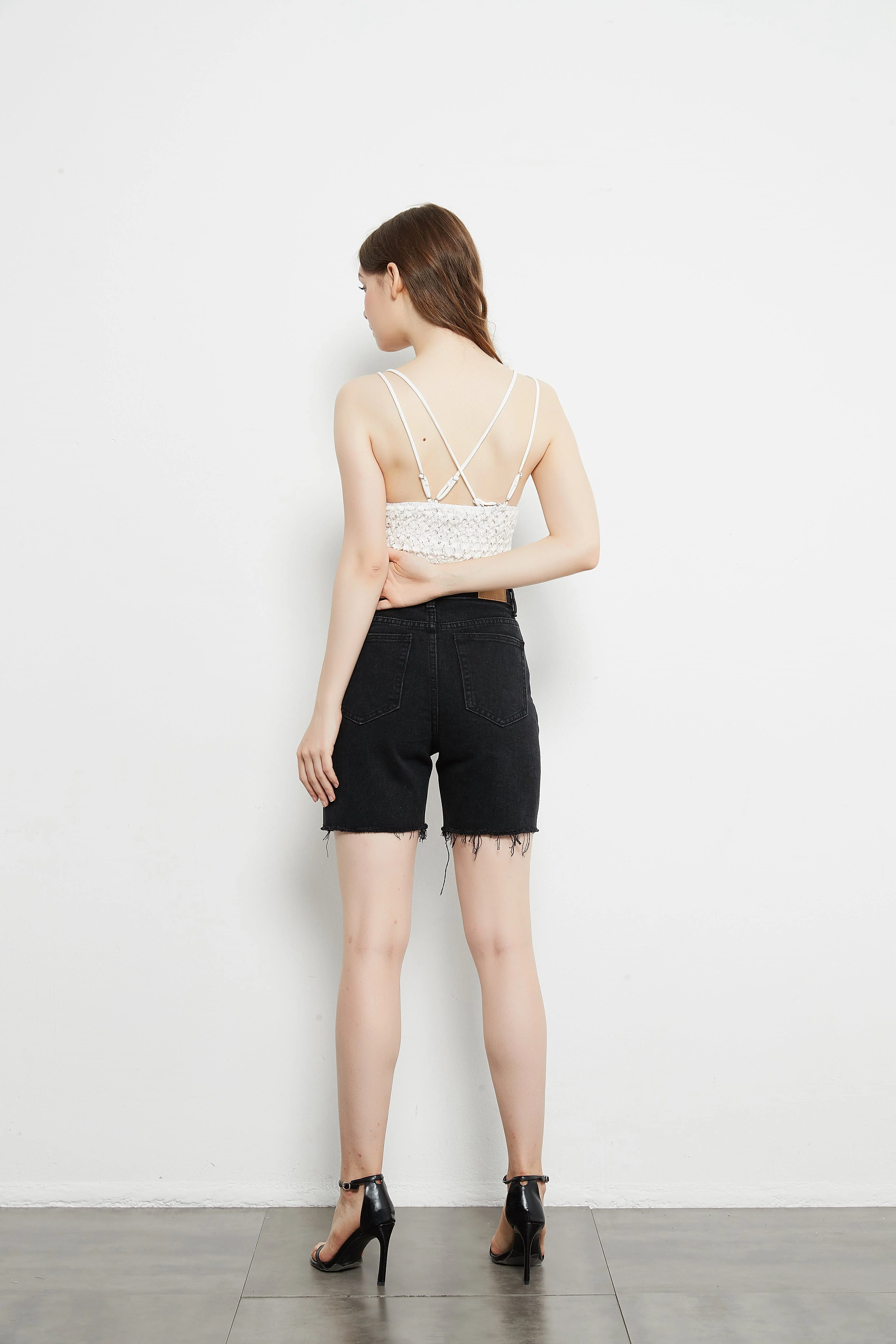 High Waisted Bermuda Denim Shorts - Image 6